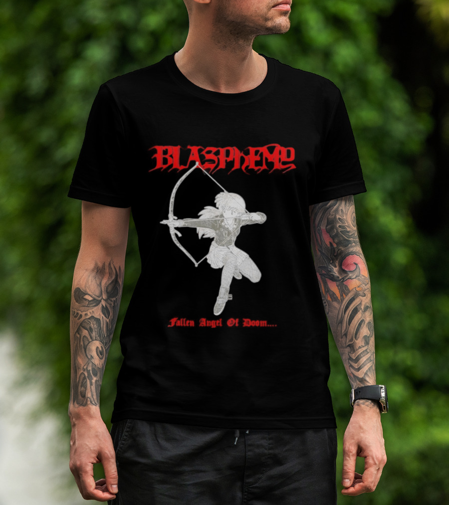 Blasphemy Fallen Angel Of Doom Black Metal Anime Archer T-Shirt