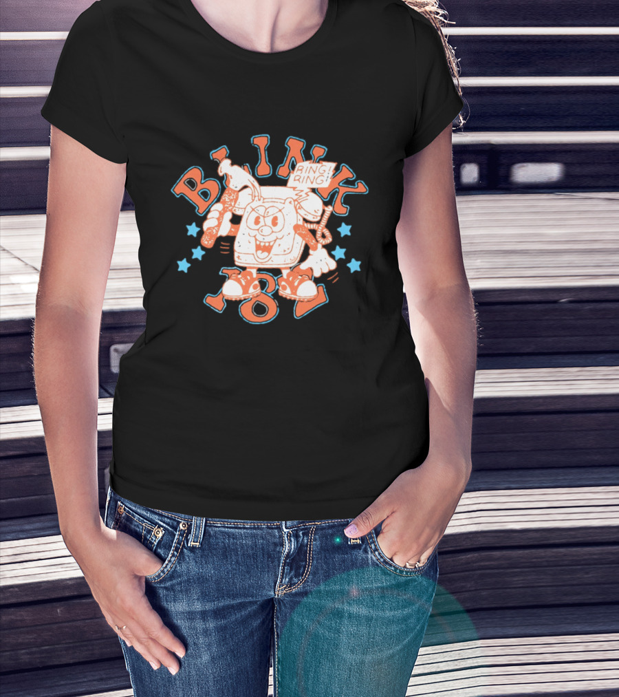 Blink 182 Ring Ring Cartoon Telephone Character With Stars T-Shirt