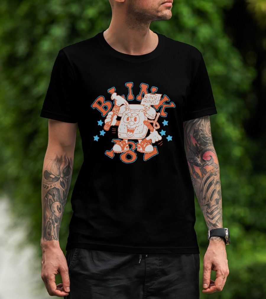 Blink 182 Ring Ring Cartoon Telephone Character With Stars T-Shirt