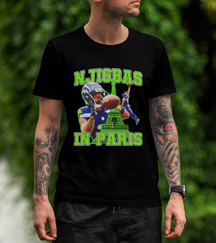 Seattle Seahawks Jaxon Smith Njigba Njigbas In Paris T-Shirt