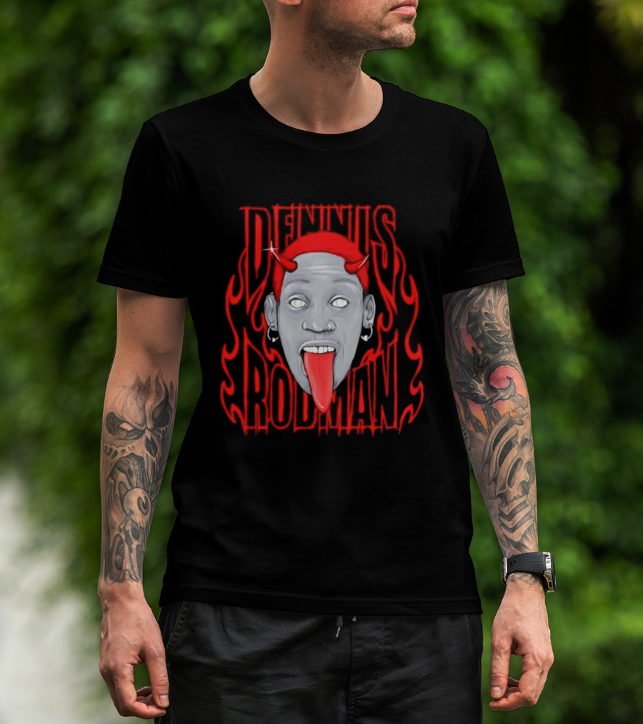 Dennis Rodman Devil Chicago Bulls NBA Head T-Shirt