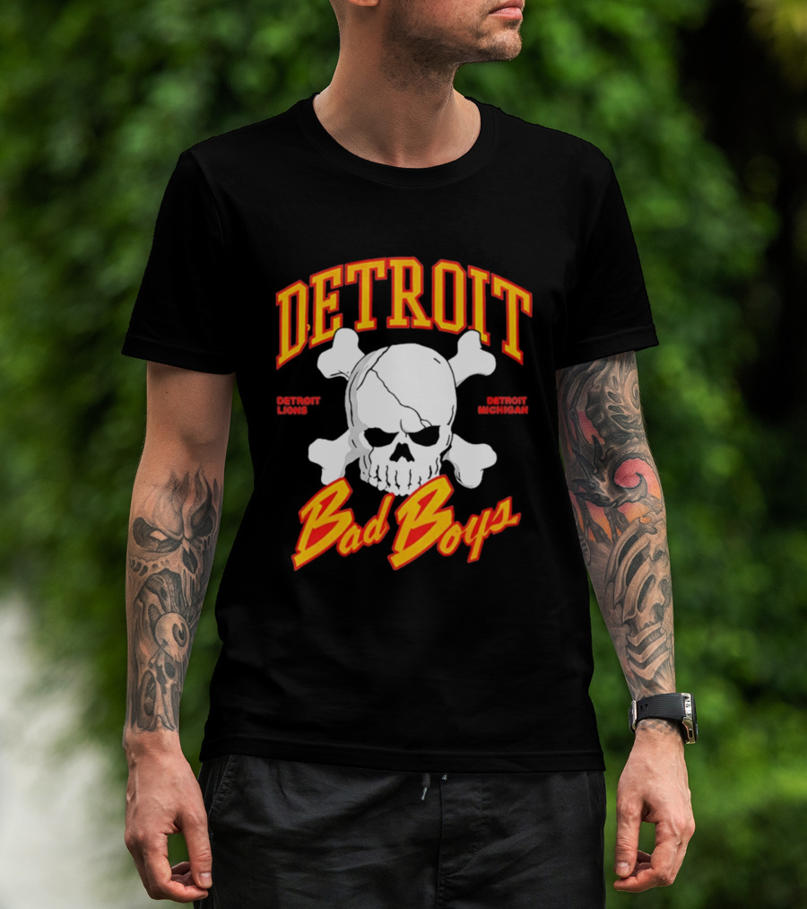 Detroit Lions Bad Boys Skull Detroit Michigan T-Shirt