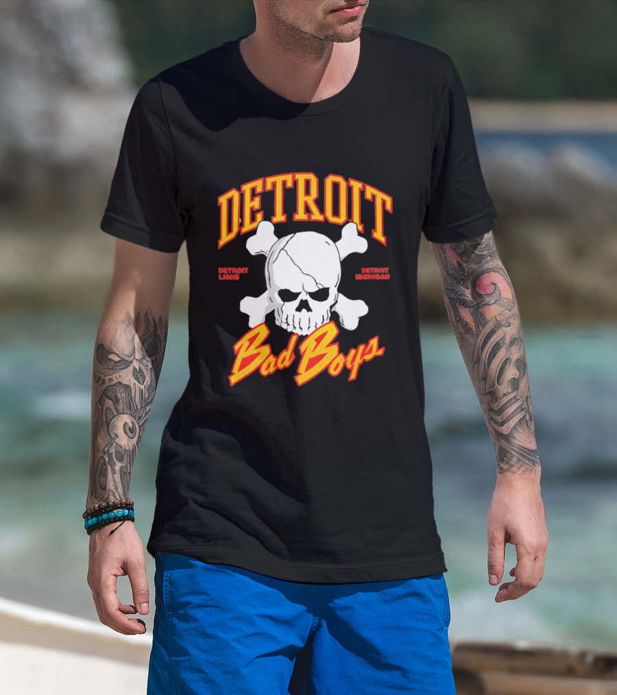 Detroit Lions Bad Boys Skull Detroit Michigan T-Shirt