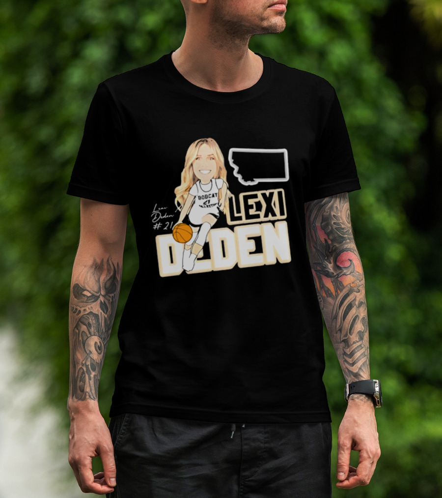 Lexi Deden 21 Bobcat Map Montana Player Caricature Basketball T-Shirt