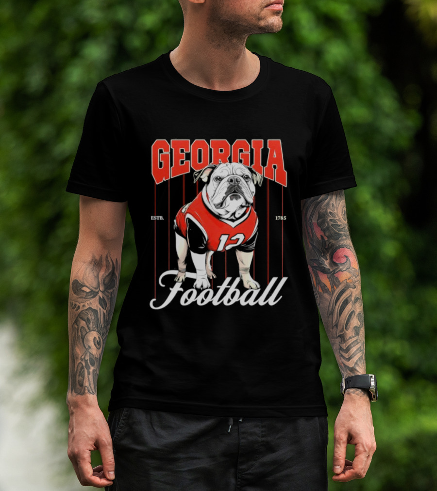 Georgia Bulldogs Football 1785 Bulldog Mascot Red Jersey T-Shirt