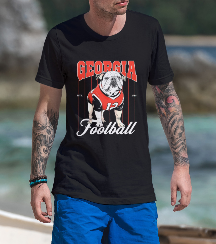 Georgia Bulldogs Football 1785 Bulldog Mascot Red Jersey T-Shirt