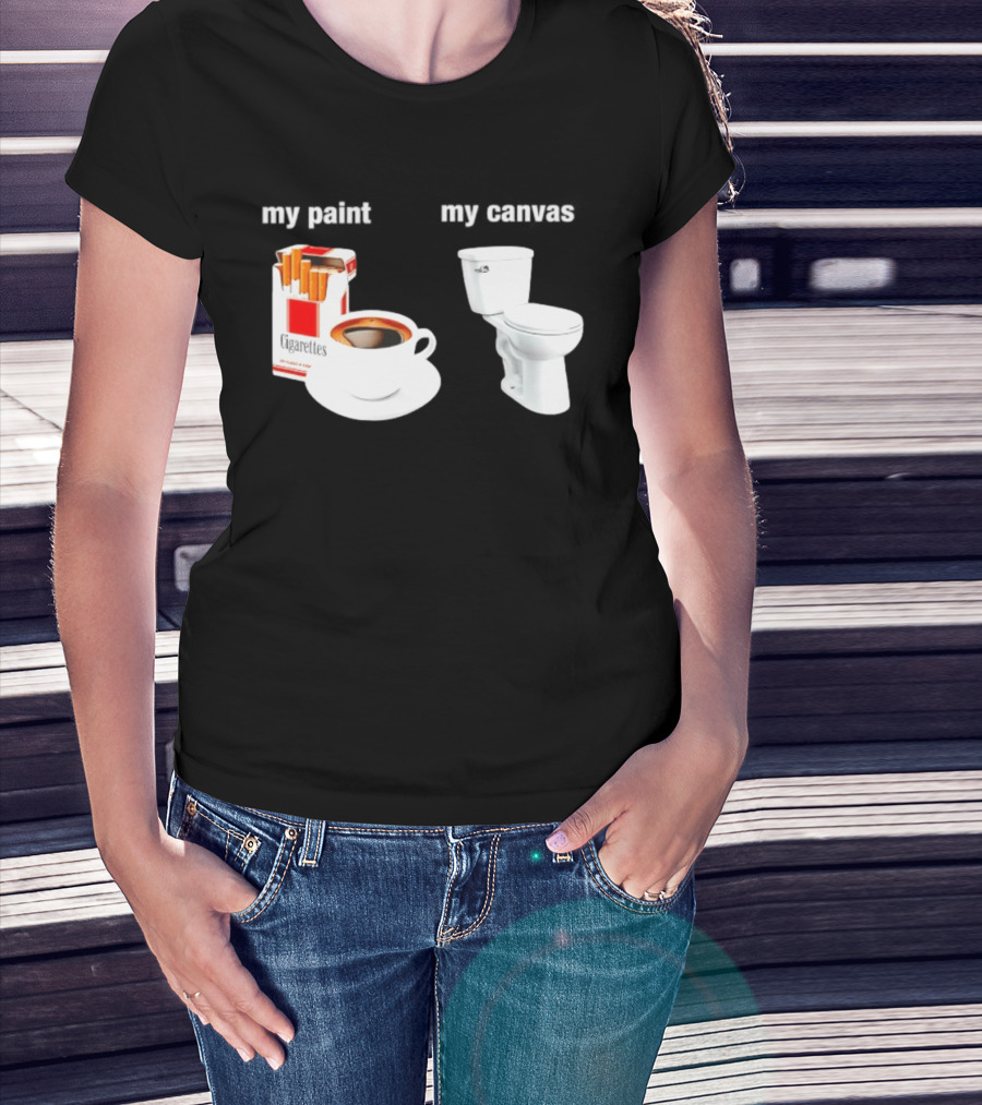 Cigarettes Coffee Toilet Funny Morning Routine T-Shirt