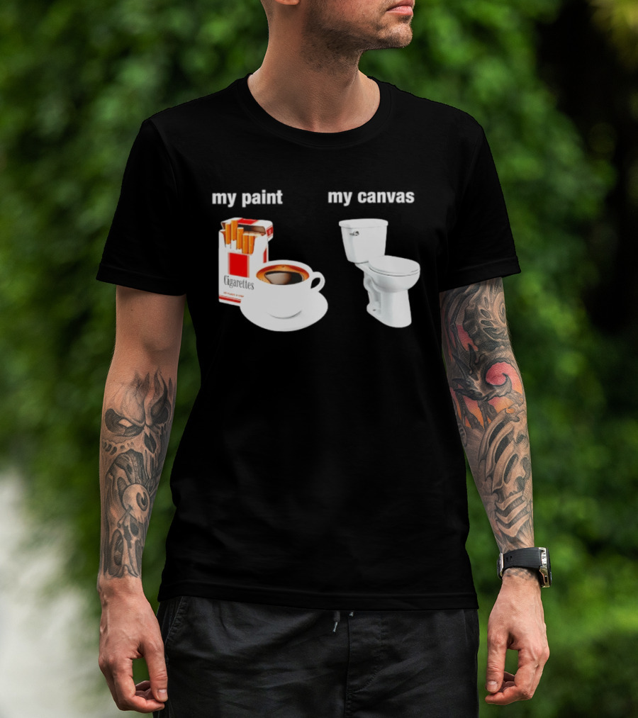 Cigarettes Coffee Toilet Funny Morning Routine T-Shirt