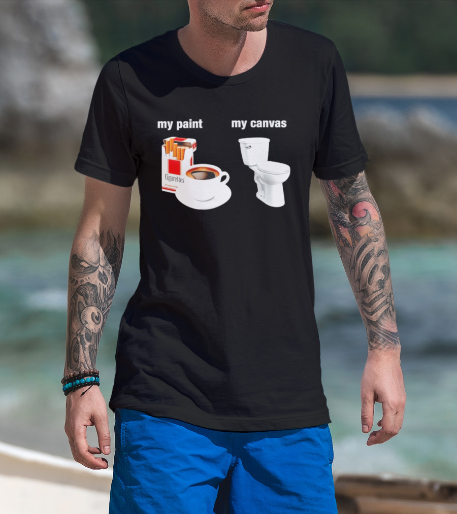 Cigarettes Coffee Toilet Funny Morning Routine T-Shirt