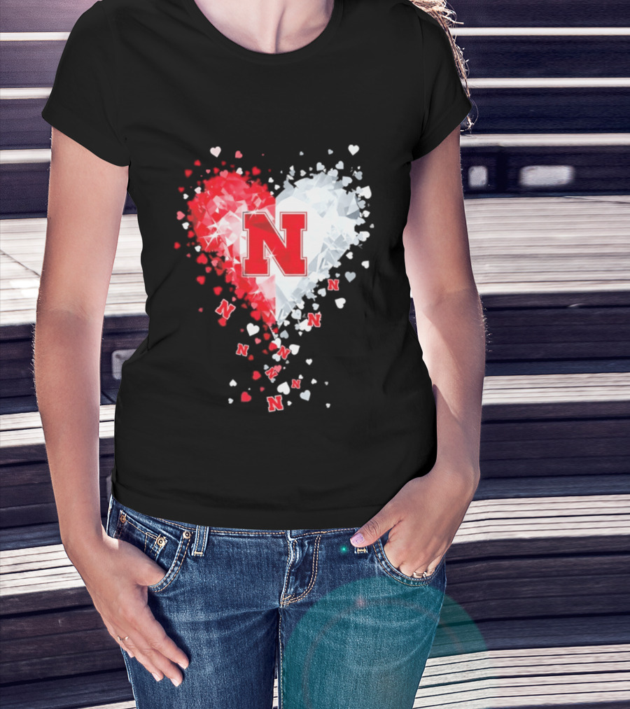 Nebraska Cornhuskers Heart Diamond Red N 2026 NCAA T-Shirt