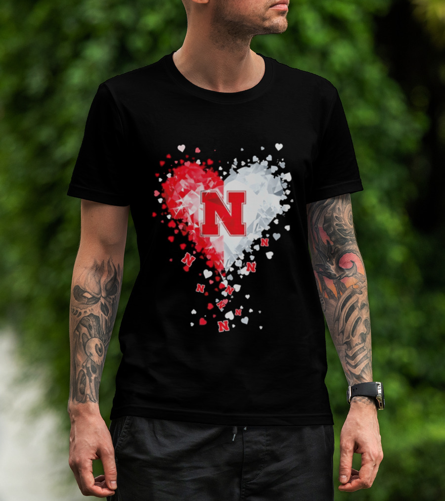 Nebraska Cornhuskers Heart Diamond Red N 2026 NCAA T-Shirt