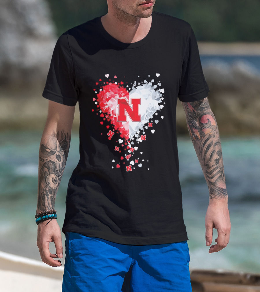 Nebraska Cornhuskers Heart Diamond Red N 2026 NCAA T-Shirt