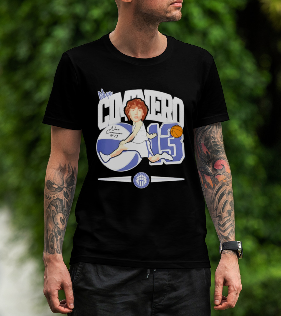 Nico Ciminero 13 Basketball Caricature Marietta College Athletics T-Shirt