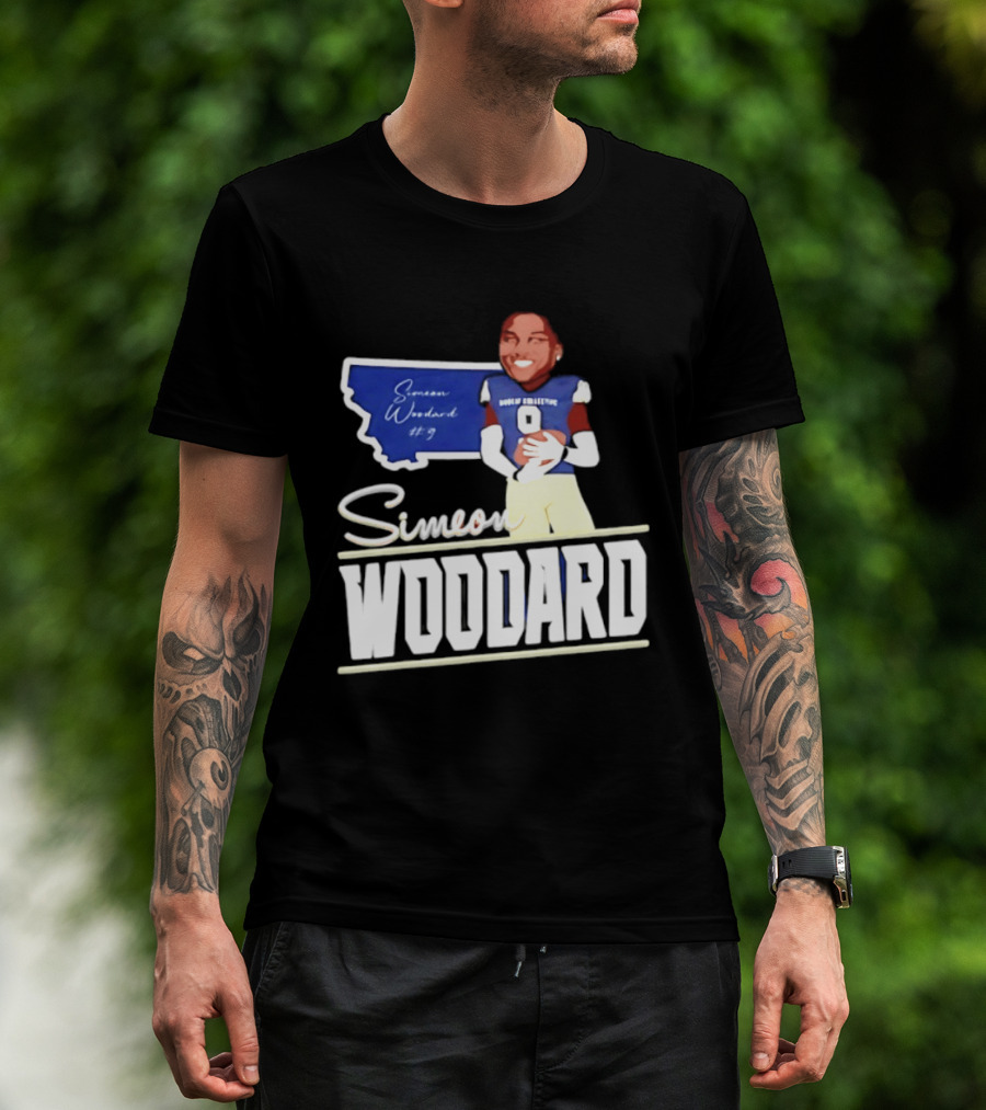 Simeon Woodard 9 Montana State Bobcats Football T-Shirt