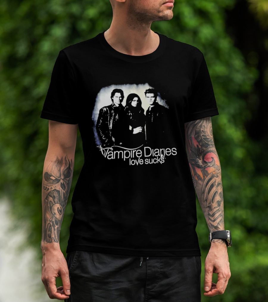 Vampire Diaries Love Sucks Damon Elena Stefan T-Shirt