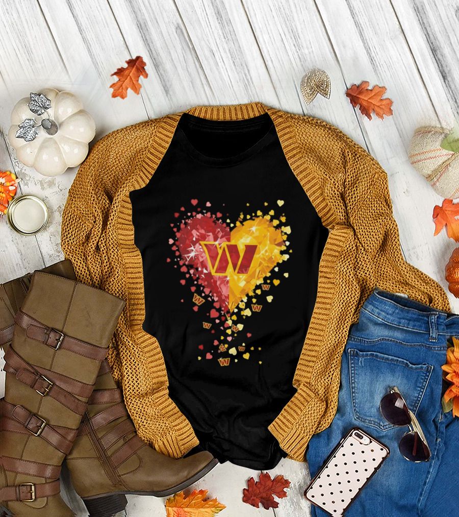 Washington Commanders Heart W Crystalized Chevron Burst T-Shirt