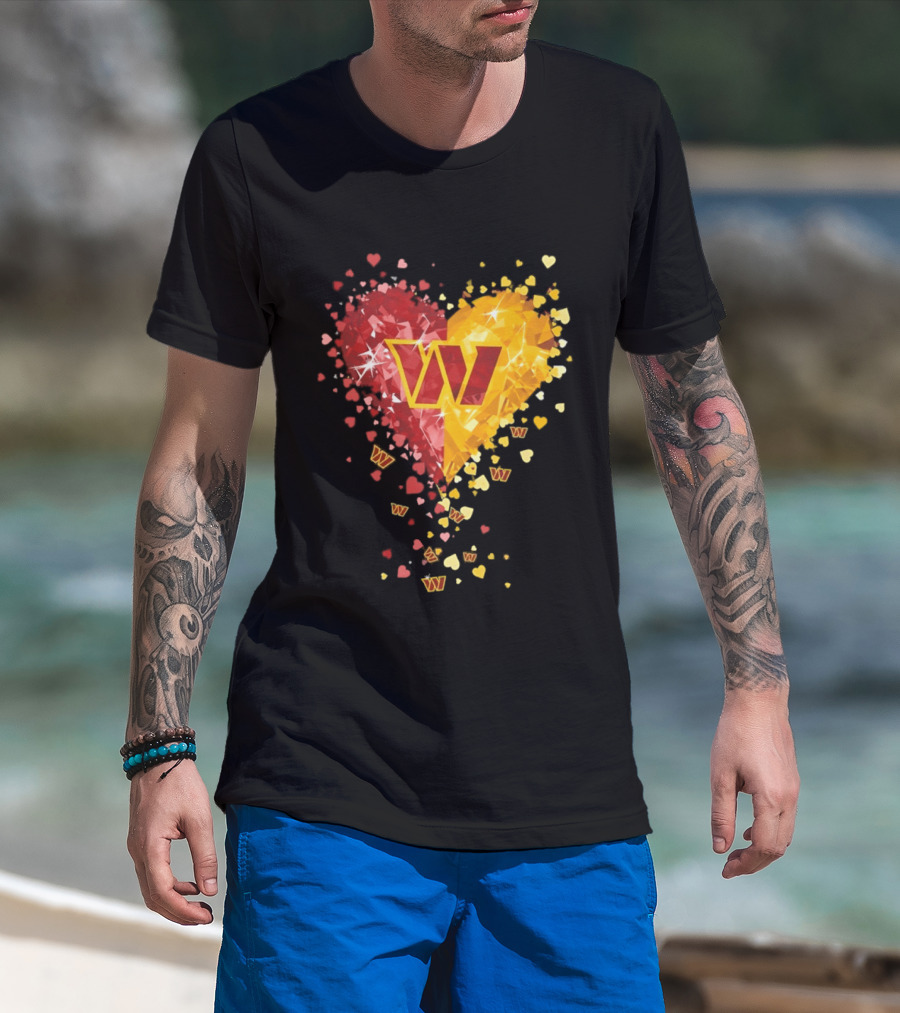 Washington Commanders Heart W Crystalized Chevron Burst T-Shirt