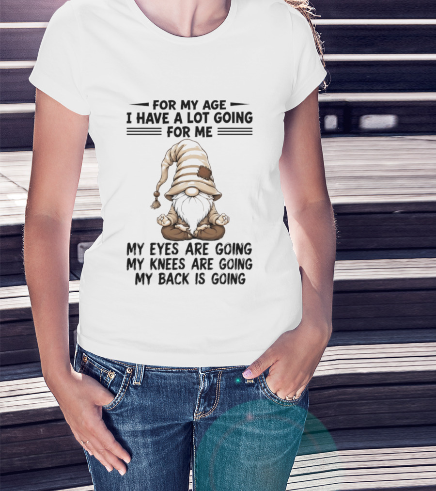 For My Age I Have A Lot Going For Me My Eyes Are Going My Knees Are Going My Back Is Going Gnome T-Shirt