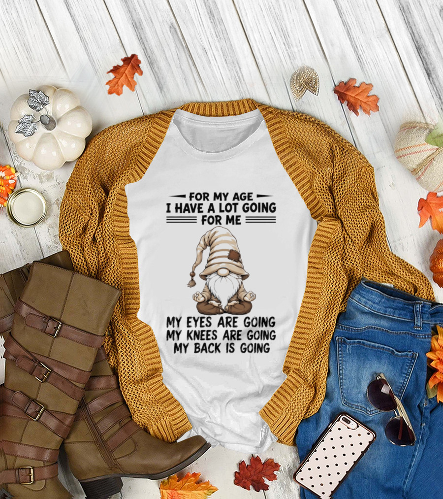 For My Age I Have A Lot Going For Me My Eyes Are Going My Knees Are Going My Back Is Going Gnome T-Shirt