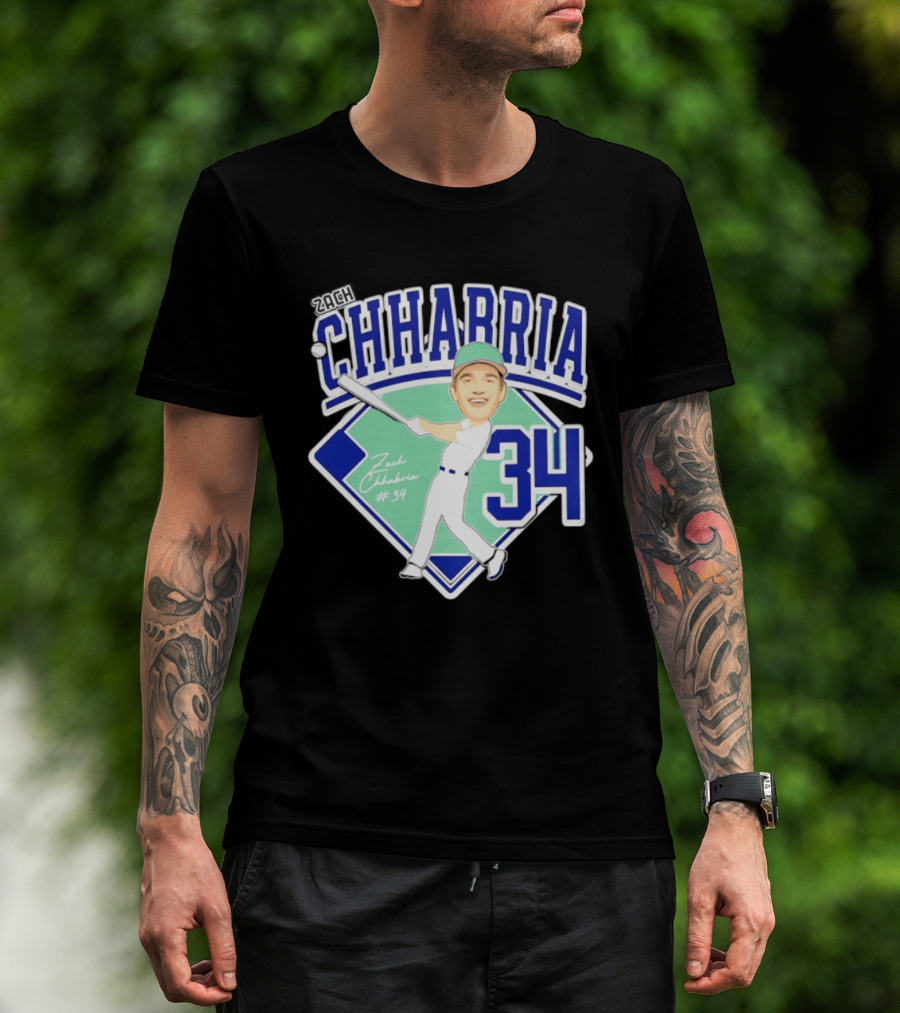 Chhabria 34 Drew University Athletics Baseball Caricature Zach Chhabria T-Shirt