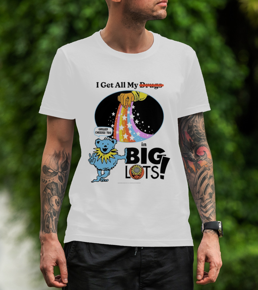 Big Lots Grilled Cheeses Too Grateful Dead Bear Rainbow Stars T-Shirt
