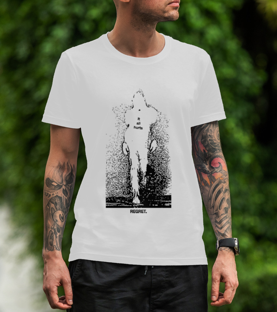 It All Hurts Regret Sadness Existential Skeleton Ghostly Figure T-Shirt