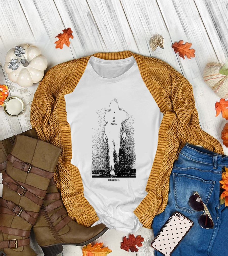 It All Hurts Regret Sadness Existential Skeleton Ghostly Figure T-Shirt