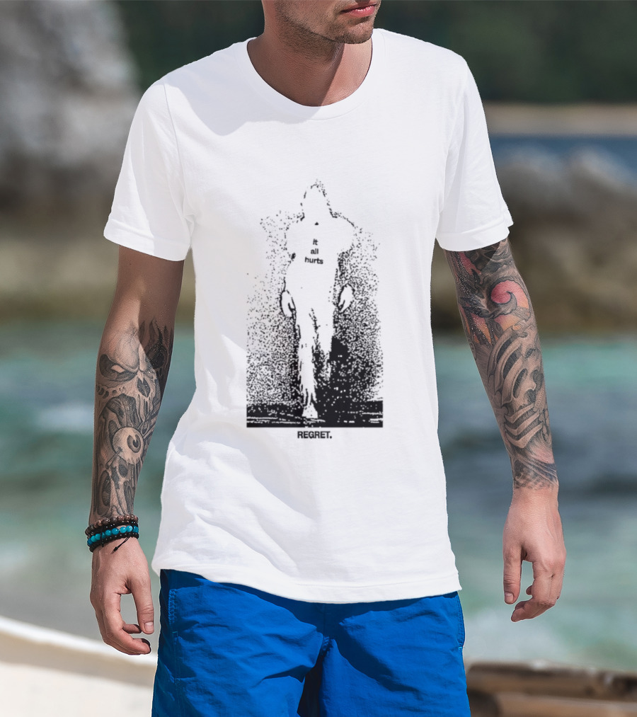 It All Hurts Regret Sadness Existential Skeleton Ghostly Figure T-Shirt