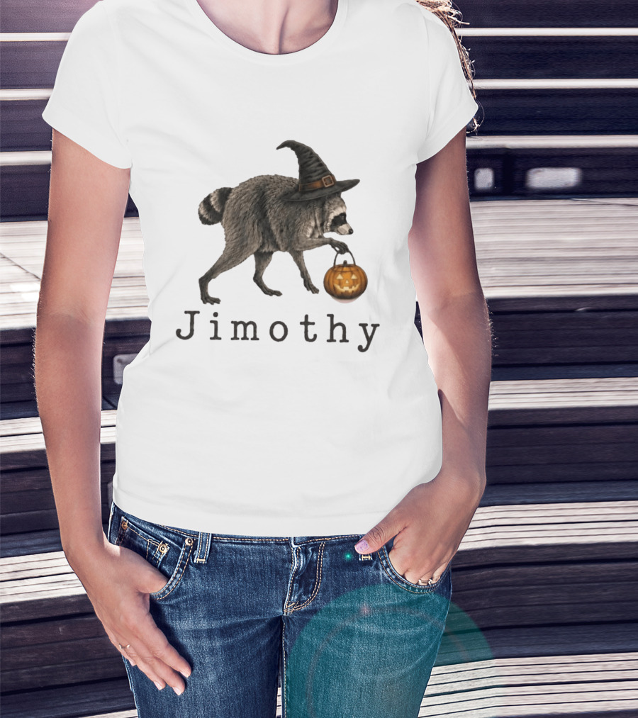 Jimothy Raccoon Witch Hat Pumpkin Halloween T-Shirt