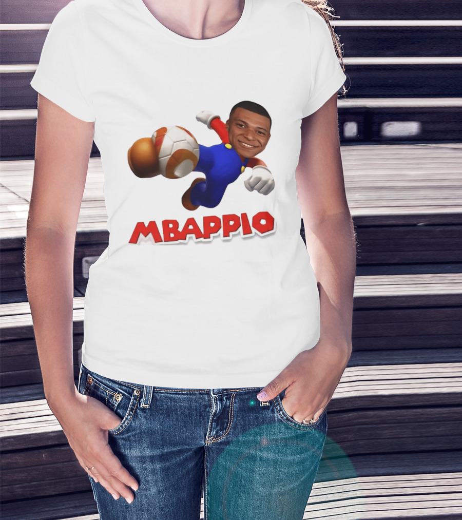 Kylian Mbappe Mbappio X Mario Meme Football T-Shirt