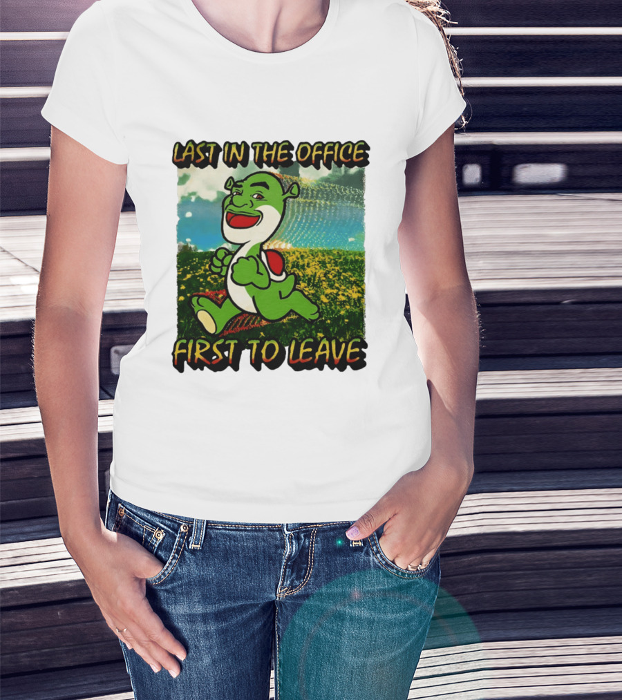 Last In The Office First To Leave Shrek Yoshi Humor T-Shirt