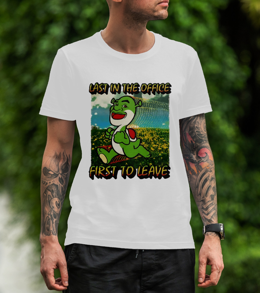 Last In The Office First To Leave Shrek Yoshi Humor T-Shirt