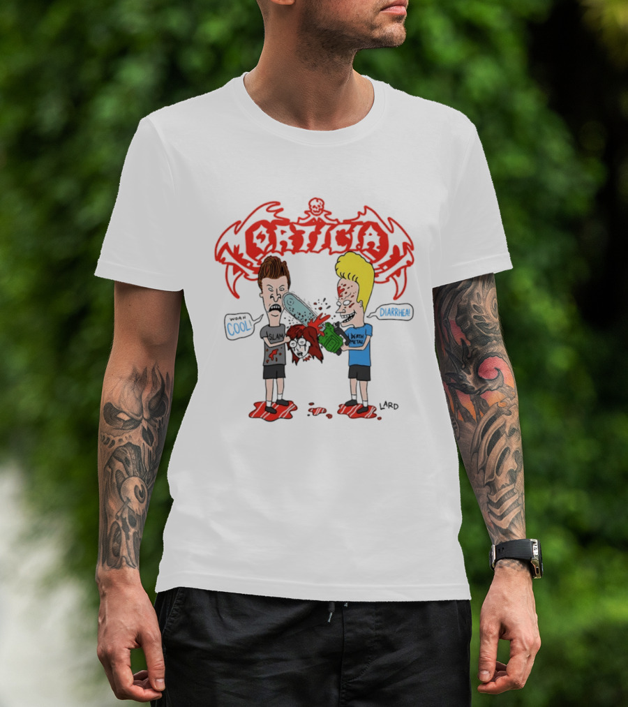 Morticia Beavis And Butt Head Chainsaw Cool Death Metal Slam T-Shirt