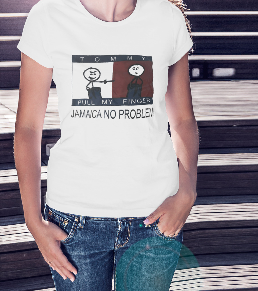 Tommy Pull My Finger Jamaica No Problem Stick Figure Comedy T-Shirt
