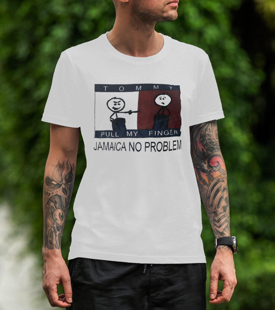 Tommy Pull My Finger Jamaica No Problem Stick Figure Comedy T-Shirt