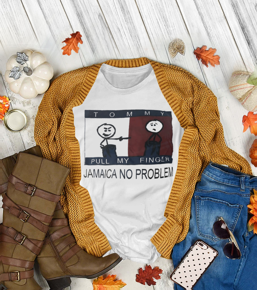 Tommy Pull My Finger Jamaica No Problem Stick Figure Comedy T-Shirt