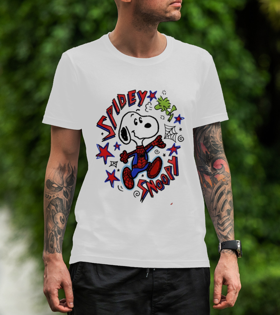 Spidey Snoopy Woodstock 2026 Crossover With Stars And Webs T-Shirt
