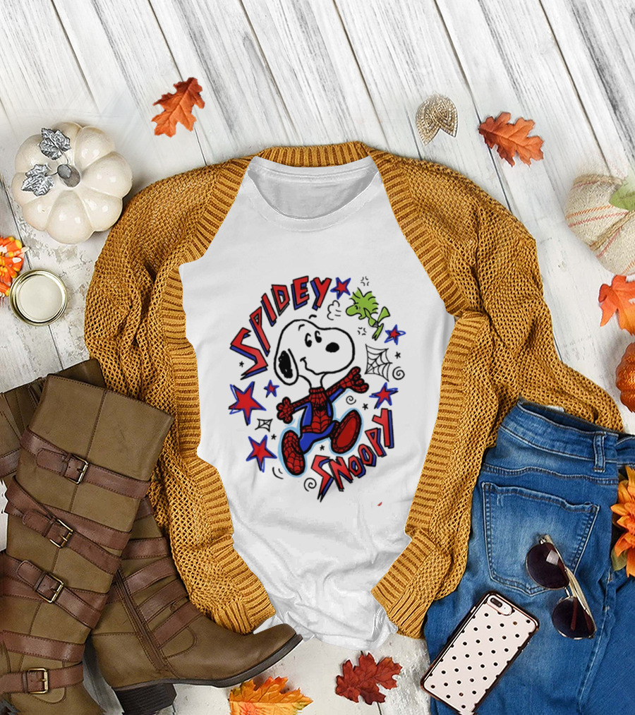 Spidey Snoopy Woodstock 2026 Crossover With Stars And Webs T-Shirt