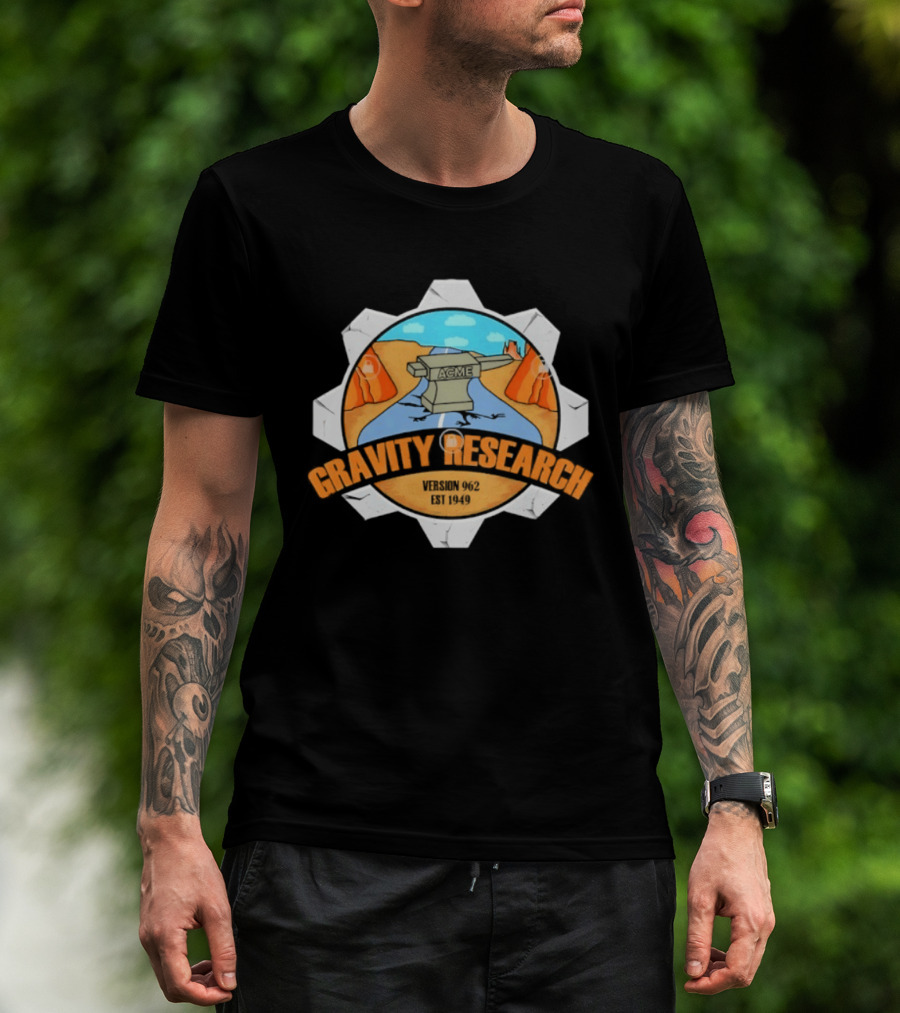 Acme Gravity Research Version 962 Est 1949 Cartoon Desert Road Scene T-Shirt