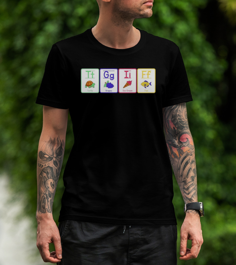 Alphabet Flashcards G I F Turtle Grapes Ice Cream Fish T-Shirt