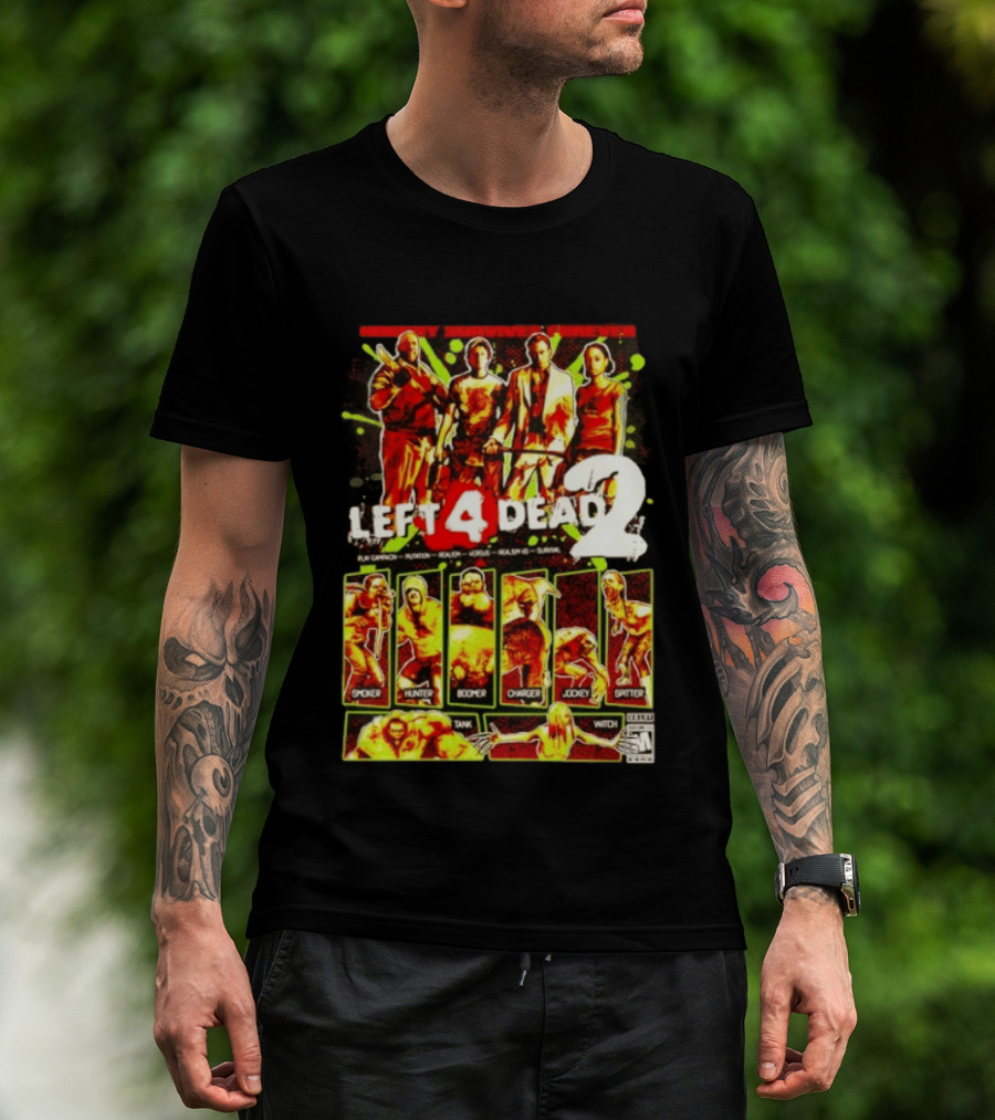 Left 4 Dead 2 Nobody Survives Forever Bill Zoey Francis Louis Hunter Boomer Charger Spitter Tank Witch T-Shirt