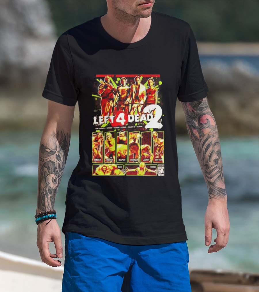 Left 4 Dead 2 Nobody Survives Forever Bill Zoey Francis Louis Hunter Boomer Charger Spitter Tank Witch T-Shirt