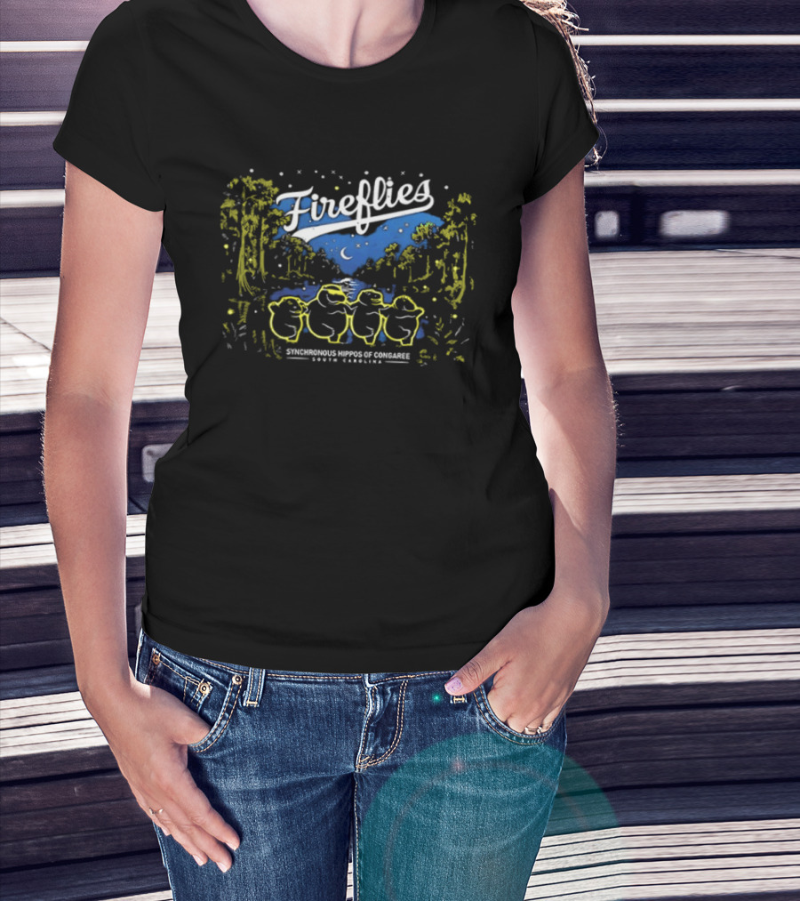 Columbia Fireflies Synchronized Hippo Congaree South Carolina 2026 Starry Night Forest T-Shirt