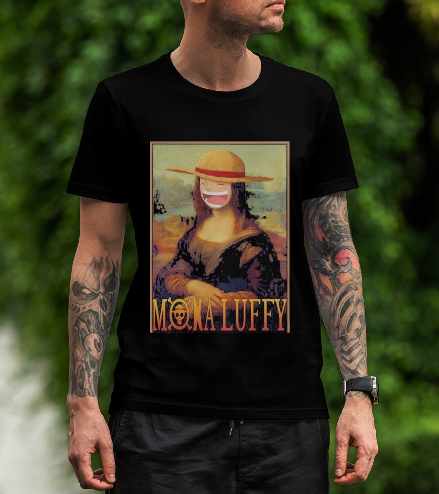Mona Luffy Anime Mashup Mona Lisa T-Shirt