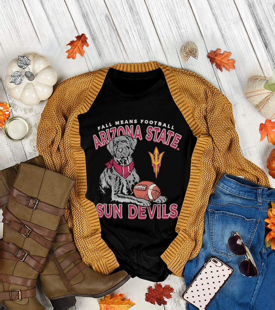 Fall Means Football Arizona State Sun Devils Mascot With Football T-Shirt