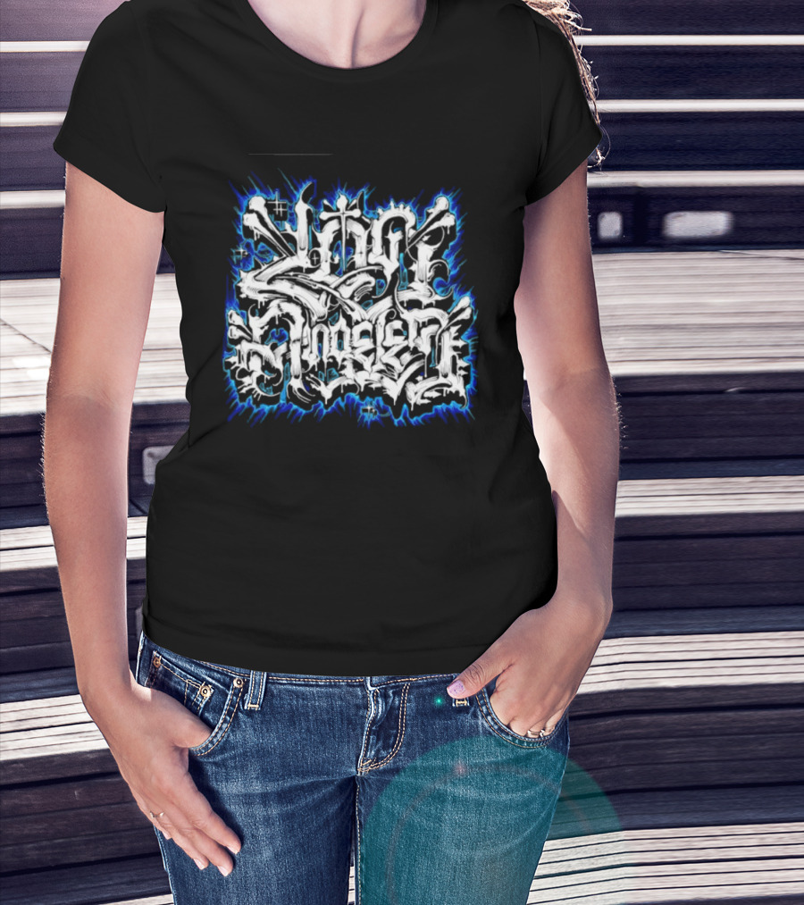 Gangster Streetwear Graffiti Urban White Blue Flame T-Shirt