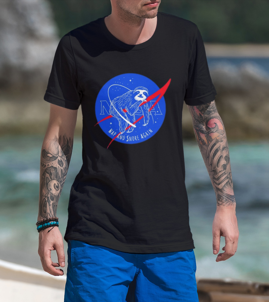 NASA Sloth Nap And Snore Again Space T-Shirt