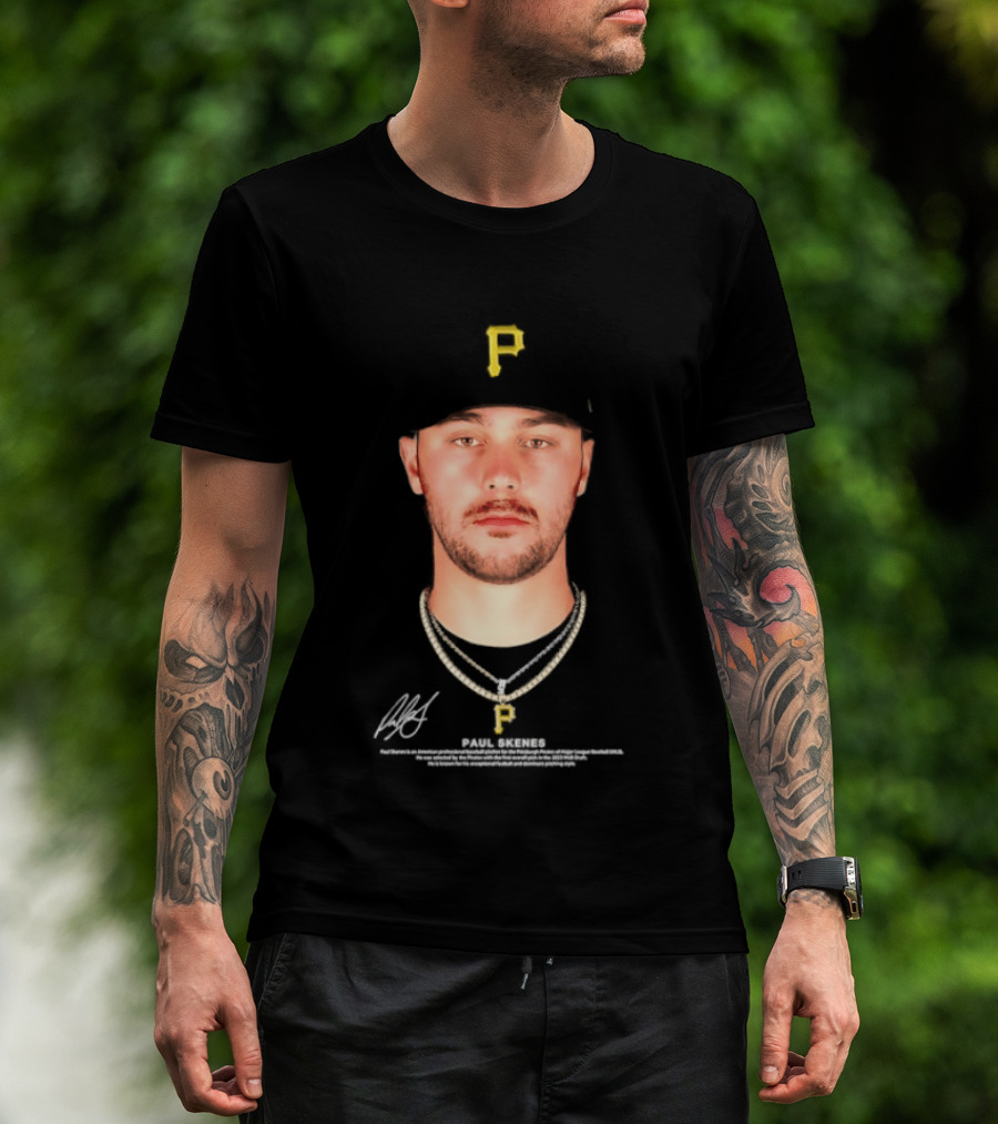 Paul Skenes Pittsburgh Pirates MLB Player Portrait And Signature T-Shirt