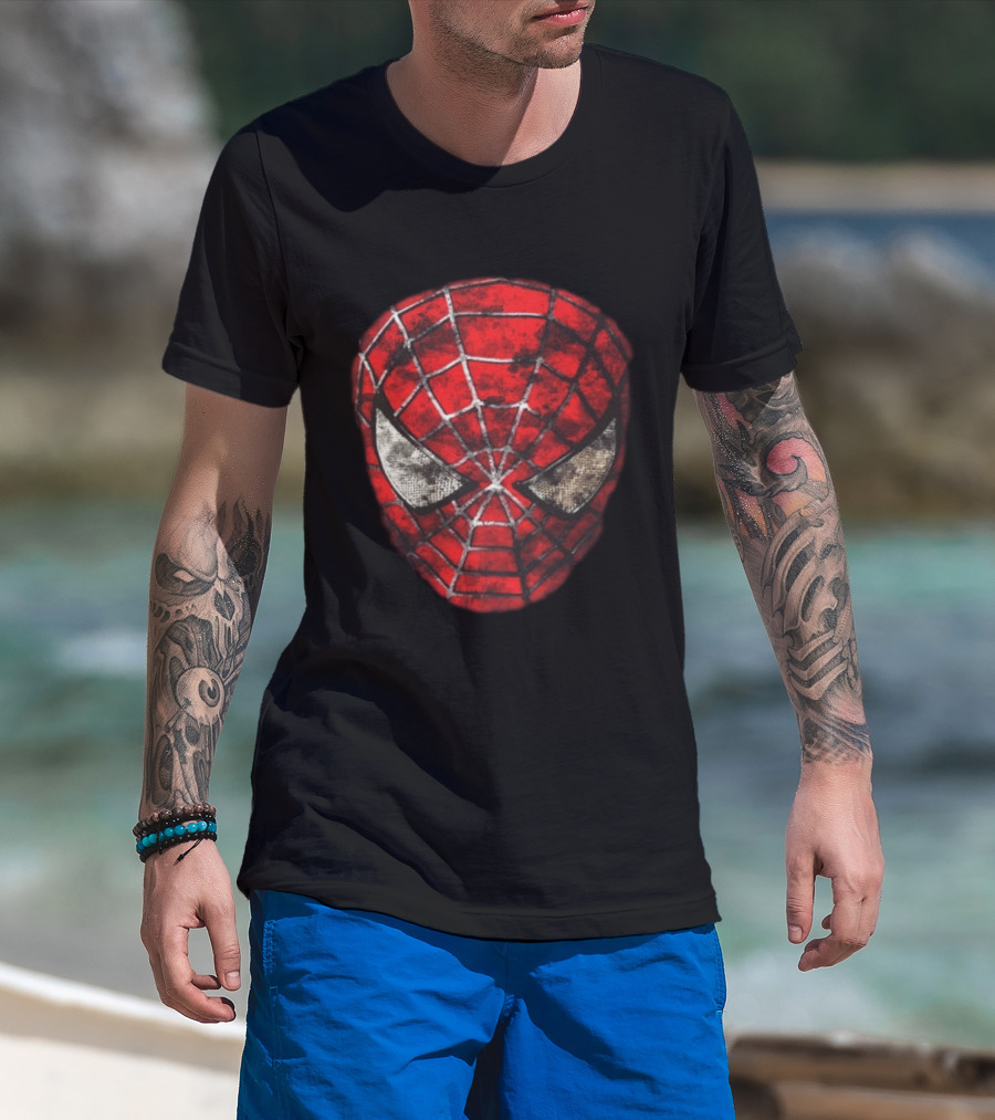 Spider Man 2 With Great Power Comes Great Responsibility Two Sided Iconic Mask T-Shirt