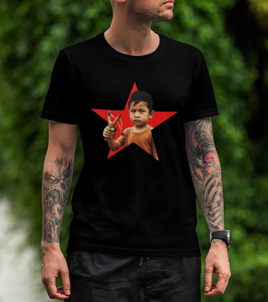 Kid Silop Goblog Anjing Loba Waduk Red Star Sling Shot 2 Sided T-Shirt